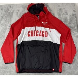 Men's Chicago Bulls Fanatics Red/Black Colorblock Anorak Quarter-Zip Hoodie XXL